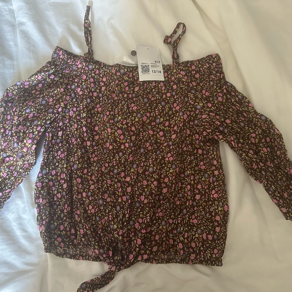 Floral Off-Shoulder Top - Pink and Brown